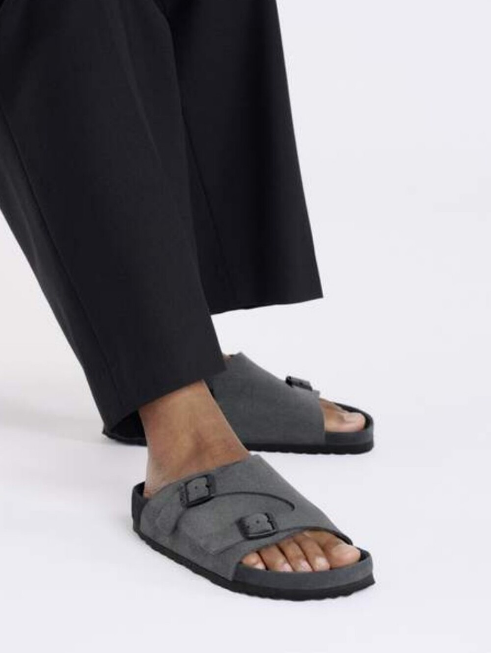 Birkenstock | Zurich Suede Leather Charcoal Double Strap Sandals Size EU 40